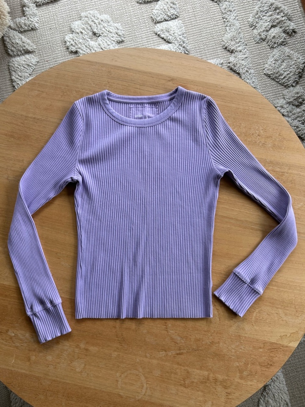 Aerie Purple Fireside Long Sleeve Crewneck T-Shirt